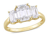 2.70 Carat (ctw) Lab-Created Three-Stone Octagon Moissanite Engagement Ring in 10K Yellow Gold